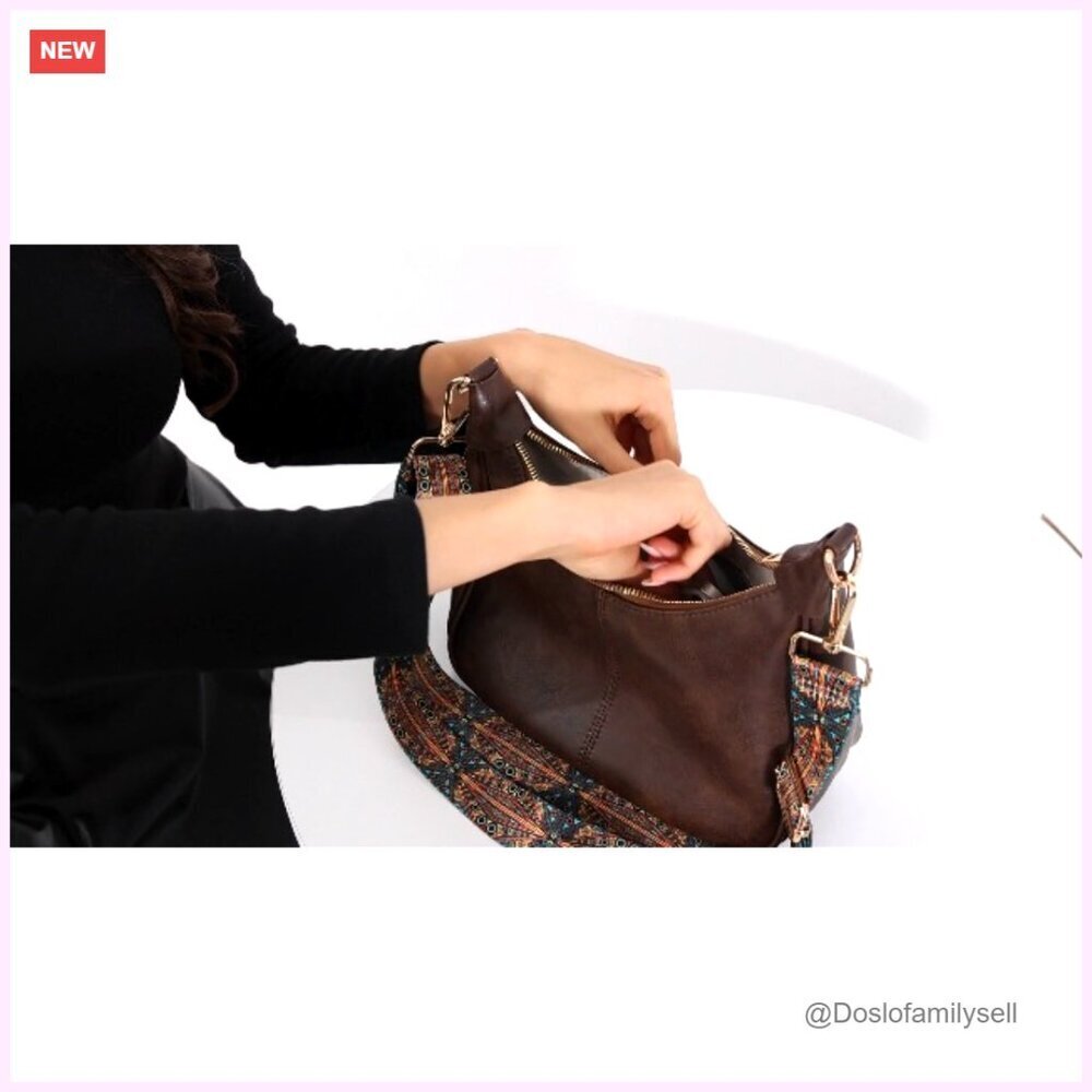 PU Leather Hobo Bag Crossbody Shoulder Purse Large Capacity - Picture 7 of 7